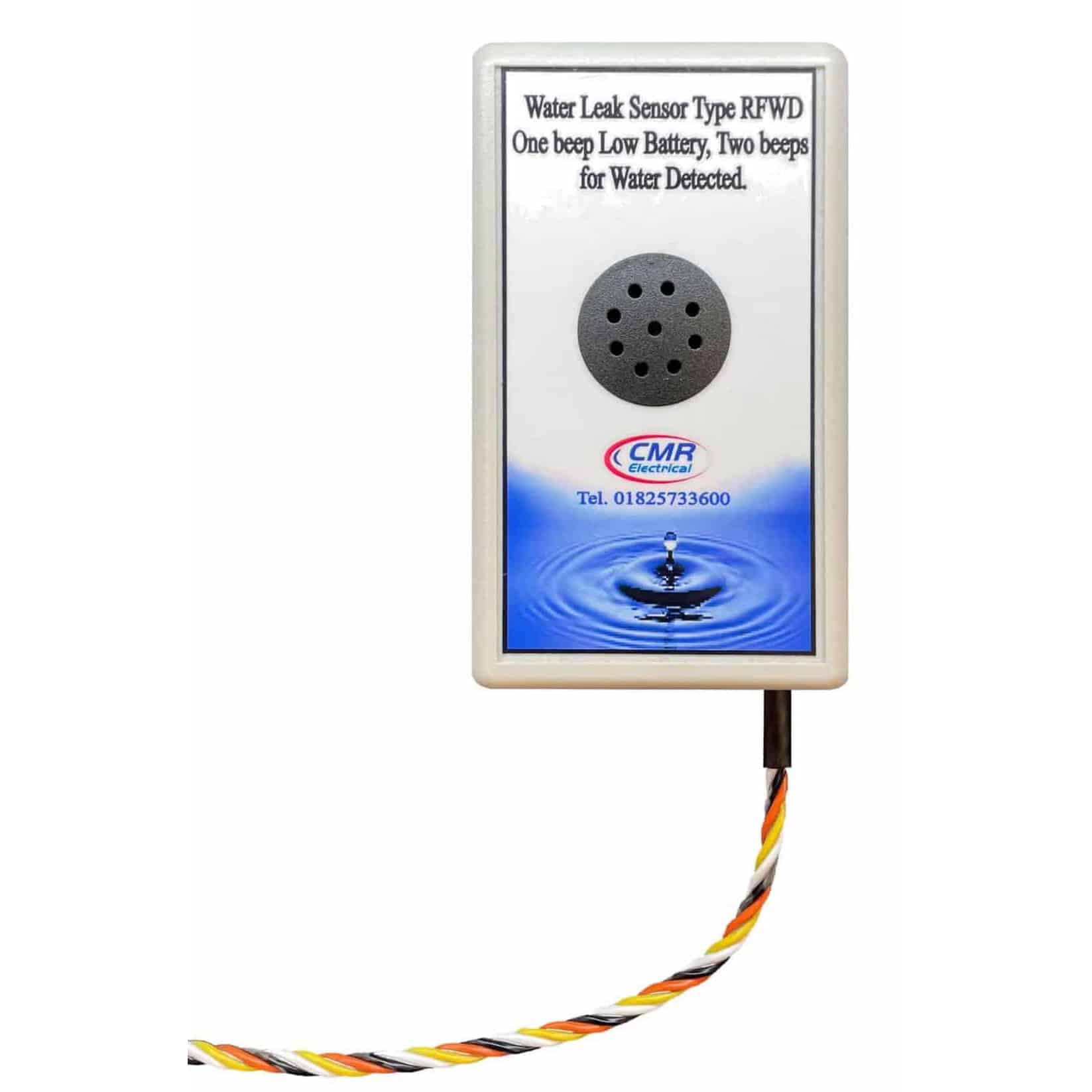 wireless water leak alarm requiring no interface wiring to remote sensors